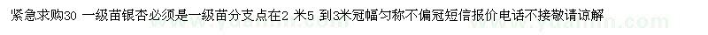 求購(gòu)銀杏一級(jí)苗