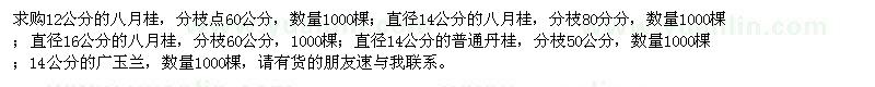 求購八月桂、丹桂、廣玉蘭