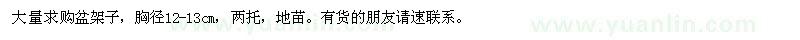 求購胸徑12-13公分盆架子