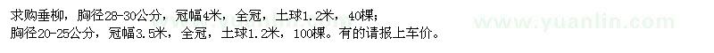 求購(gòu)胸徑28-30、20-25公分垂柳