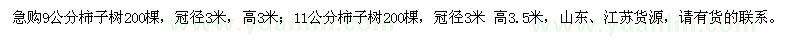 求購9、11公分柿子樹