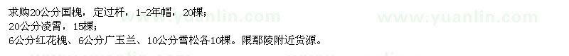 求購國槐、凌霄、紅花槐