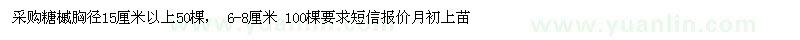 求購(gòu)胸徑6-8、15公分以上糖槭