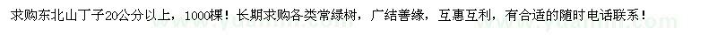 求購20公分以上東北山丁子