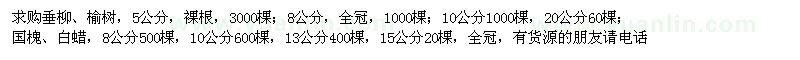 求購垂柳、榆樹(shù)、國槐