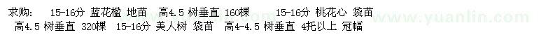 求購桃花心、藍花楹、細葉欖仁
