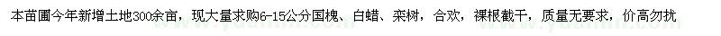求購6-15公分國槐、白蠟、欒樹(shù)