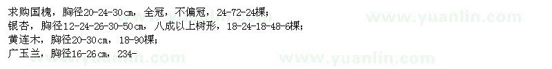求購國槐、銀杏、黃連木