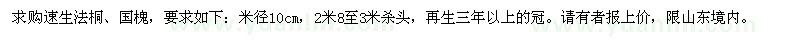 求購(gòu)10公分速生法桐、國(guó)槐
