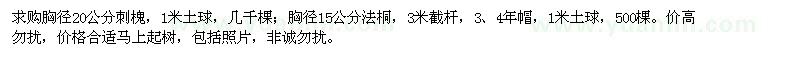 求購(gòu)胸徑20公分刺槐、胸徑15公分法桐