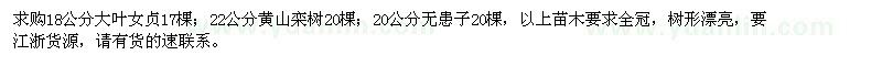 求購大葉女貞、黃山欒樹、無患子