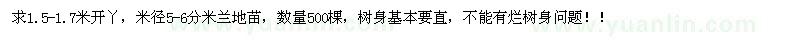 求購(gòu)1.5左右開(kāi)丫5-6公分米蘭地苗