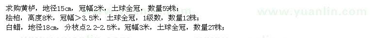 求購(gòu)黃櫨、檜柏、白蠟等一批苗木