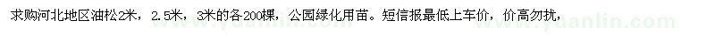 求購2、2.5、3米油松