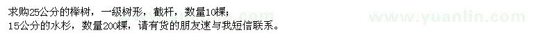 求購25公分櫸樹、15公分水杉