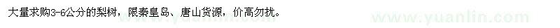 求購3-6公分梨樹