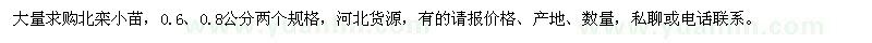求購0.6、0.8公分北欒小苗