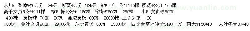 求購香樟、紫薇、紫葉李、衛(wèi)矛等