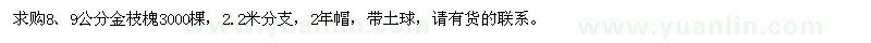 求購8、9公分金枝槐