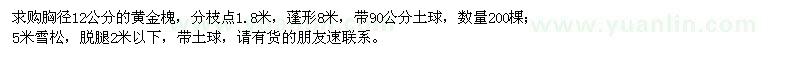 求購黃金槐、雪松
