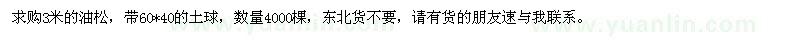 求購3米油松