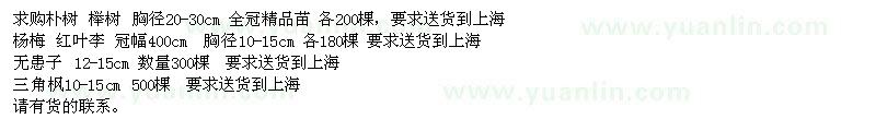 求購(gòu)樸樹(shù)、楊梅、無(wú)患子、三角楓