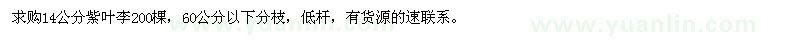 求購(gòu)14公分紫葉李