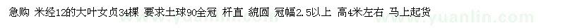 求購米經(jīng)12大葉女貞34棵