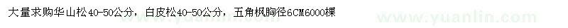 求購華山松、白皮松、五角楓 