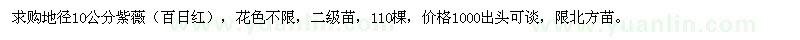 求購地徑10公分紫薇