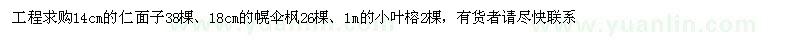 求購(gòu)仁面子、幌傘楓、小葉榕