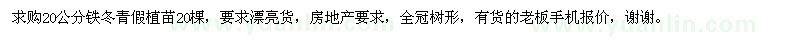求購(gòu)20公分鐵冬青假植苗