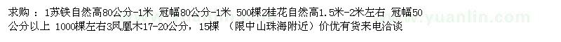 求購(gòu)蘇鐵、桂花、鳳凰木