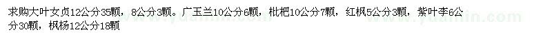 求購大葉女貞、廣玉蘭、枇杷