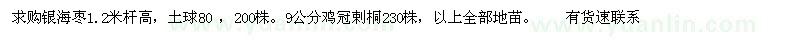 求購銀海棗