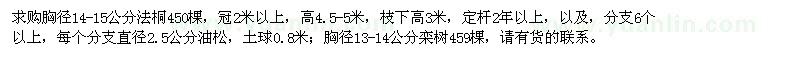 求購胸徑14-15公分法桐、胸徑13-14公分欒樹(shù)