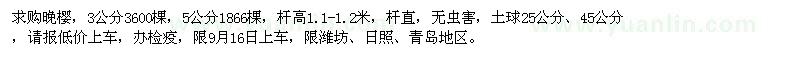 求購(gòu)3、5公分晚櫻
