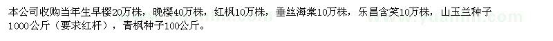 求購早櫻、晚櫻、紅楓