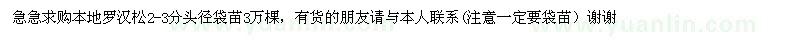 求購本地羅漢松大量