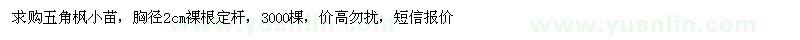 求購五角楓小苗