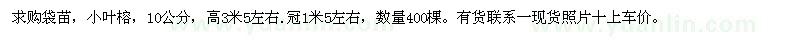 求購10公分小葉榕袋苗