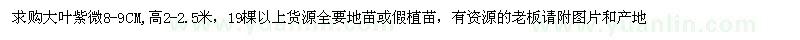 求購8-9公分大葉紫微