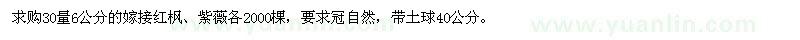 求購30量6公分的嫁接紅楓、紫薇