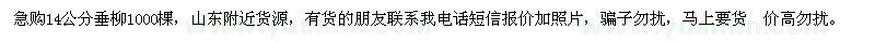 求購14公分垂柳