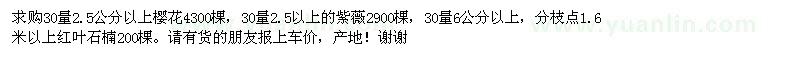 求購櫻花、紫薇、紅葉石楠