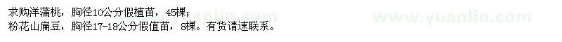 求購洋蒲桃、粉花山扁豆