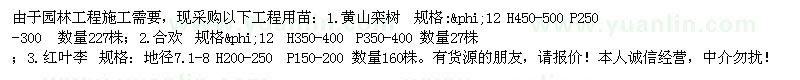 求購黃山欒樹、合歡、紅葉李