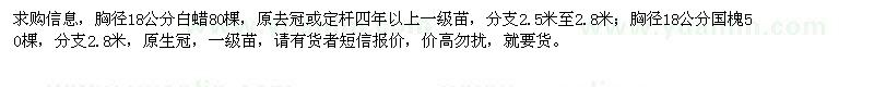 求購(gòu)18公分國(guó)槐、白蠟