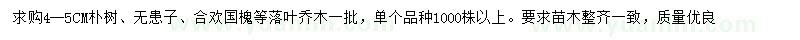 求購(gòu)4-5公分樸樹、無患子