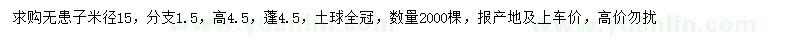 求購米徑15公分無患子